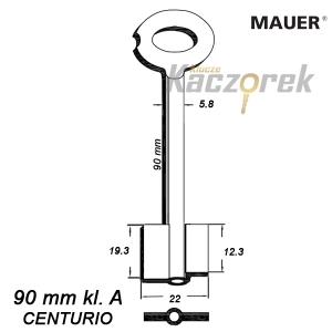 Zásuvný 033 - Mauer 90 mm tř. A - surový klíč do Emulátoru zámku řízení CENTURIO
